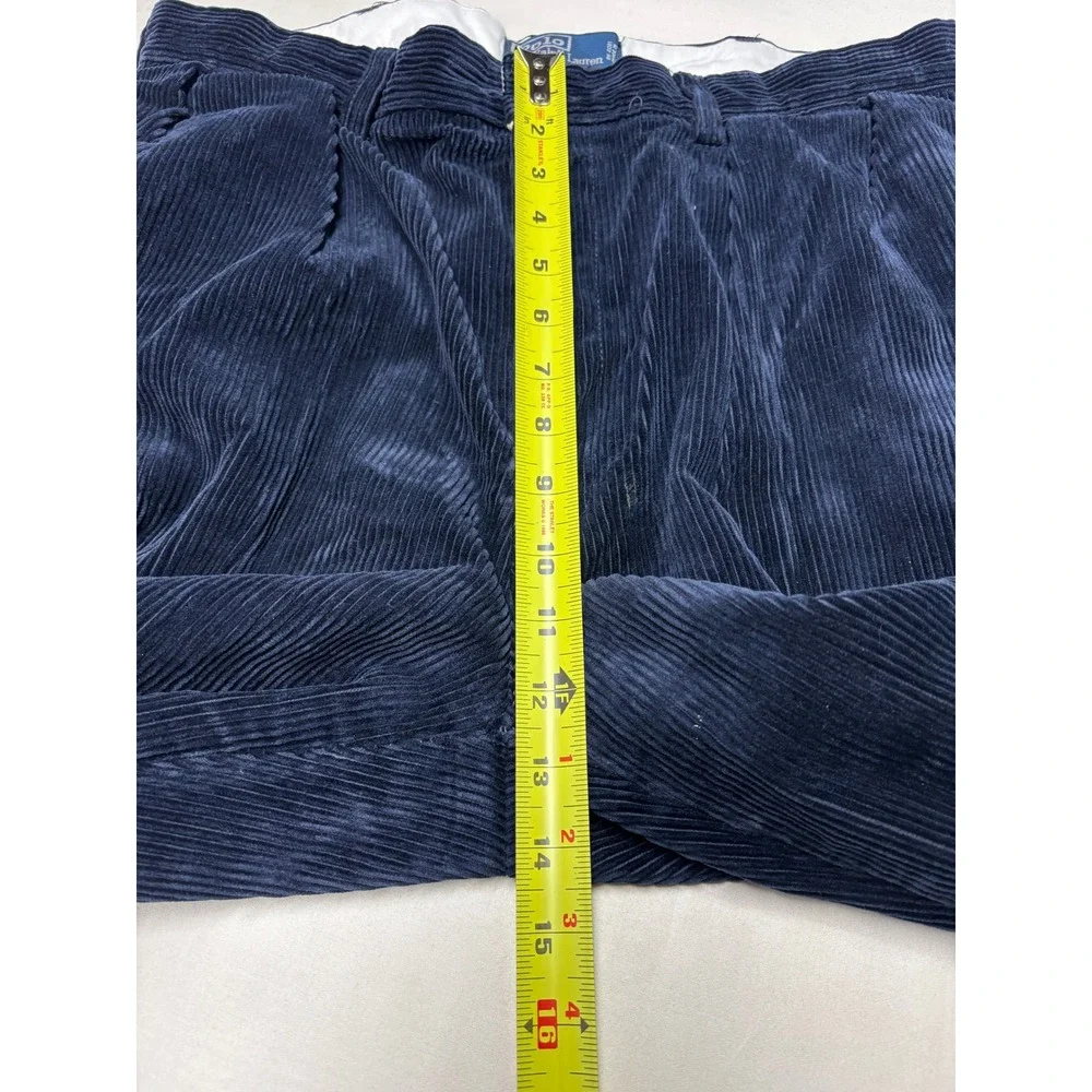 Polo Ralph Lauren Andrew Pant Navy Blue Corduroy Pleated Trousers Mens 36/32